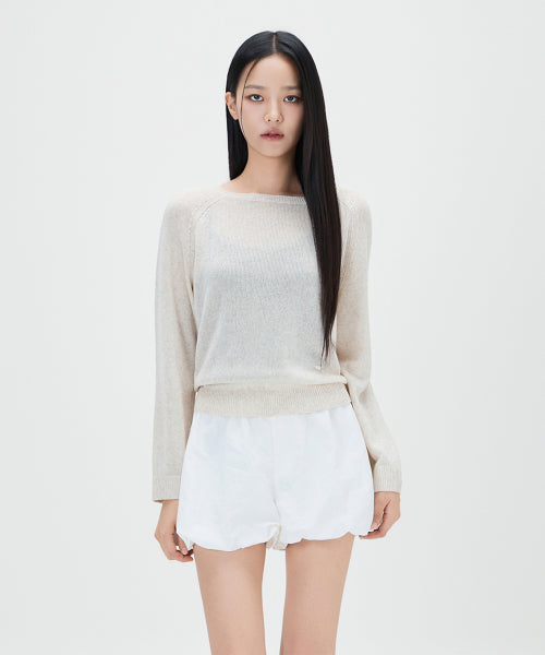 MIXXO MIXXO Knitwear Linen Long-Sleeved Top S