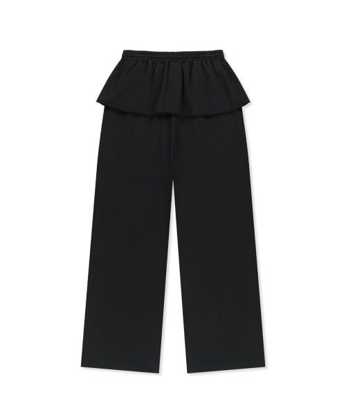 MATIN KIM MATIN KIM Layered Skirt Jersey Pants in Black
