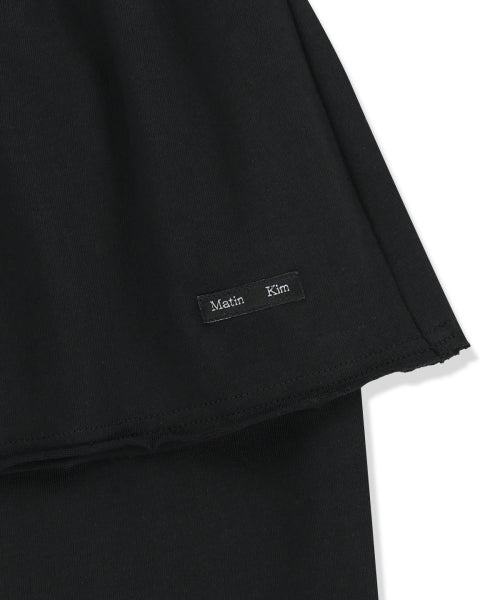MATIN KIM MATIN KIM Layered Skirt Jersey Pants in Black