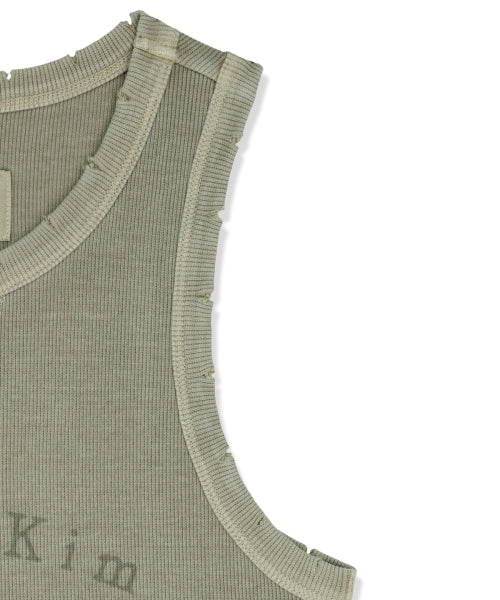 MATIN KIM MATIN KIM Distressed Sleeveless Logo Top