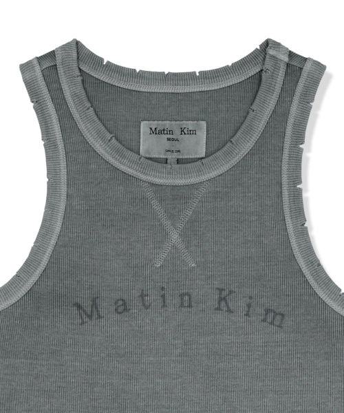 MATIN KIM MATIN KIM Distressed Sleeveless Logo Top