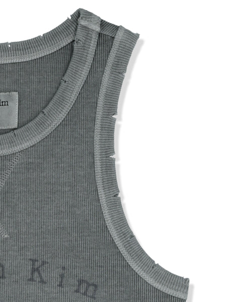 MATIN KIM MATIN KIM Distressed Sleeveless Logo Top
