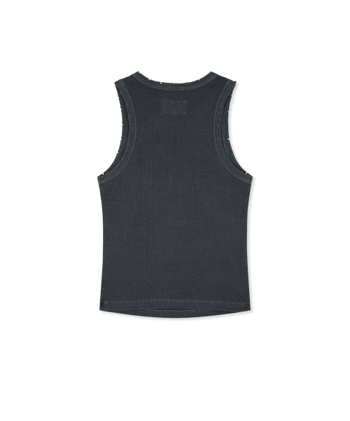 MATIN KIM MATIN KIM Distressed Sleeveless Logo Top