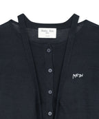 MATIN KIM MATIN KIM STRING DETAIL KNIT CARDIGAN in Dark Navy