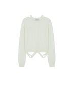 MATIN KIM MATIN KIM STRING DETAIL KNIT CARDIGAN in Cream