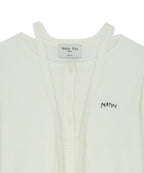 MATIN KIM MATIN KIM STRING DETAIL KNIT CARDIGAN in Cream