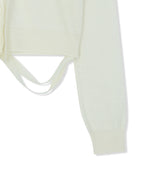 MATIN KIM MATIN KIM STRING DETAIL KNIT CARDIGAN in Cream