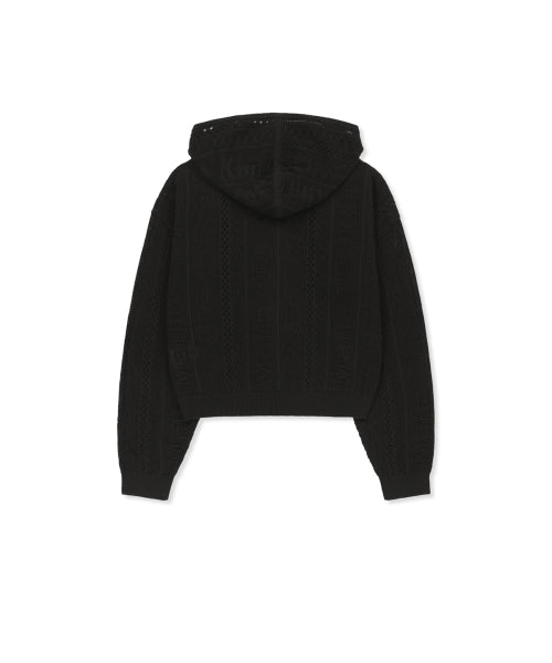 MATIN KIM MATIN KIM MESH LOGO KNIT HOODY ZIP UP