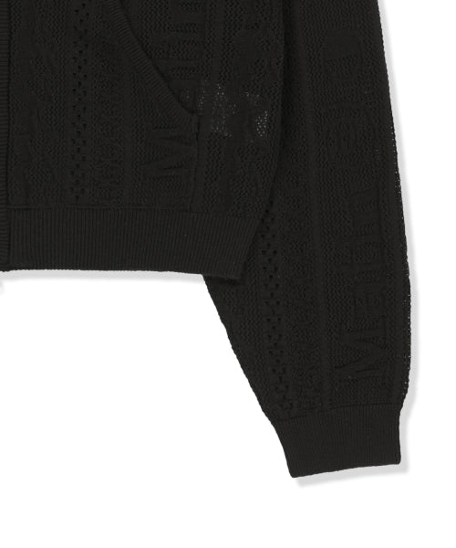 MATIN KIM MATIN KIM MESH LOGO KNIT HOODY ZIP UP