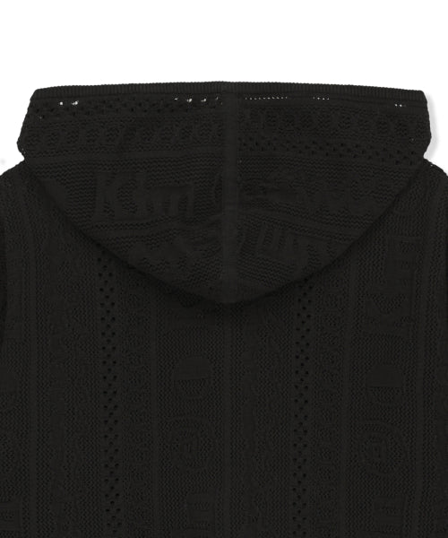 MATIN KIM MATIN KIM MESH LOGO KNIT HOODY ZIP UP