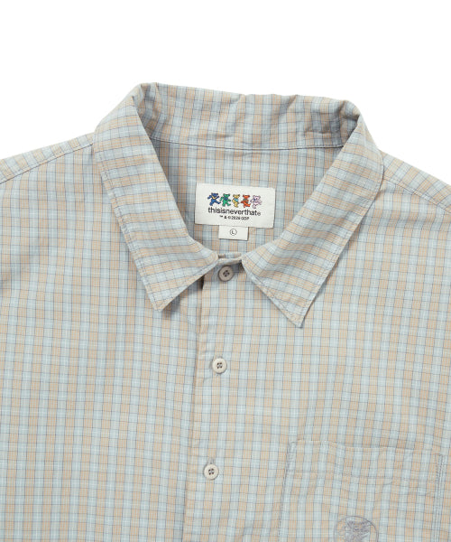 THISISNEVERTHAT THISISNEVERTHAT GD Lightning Bear Check Shirt Light Blue