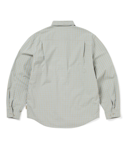 THISISNEVERTHAT THISISNEVERTHAT GD Lightning Bear Check Shirt Light Blue