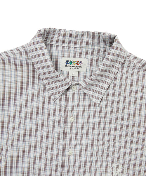 THISISNEVERTHAT THISISNEVERTHAT GD Lightning Bear Check Shirt Off White