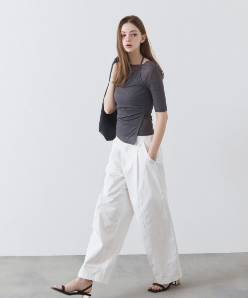 MIXXO MIXXO Balloon Fit One Tuck Cotton Pants