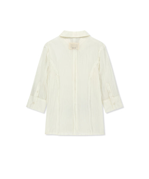 MATIN KIM MATIN KIM RAW EDGE CRINKLE BLOUSE Cream