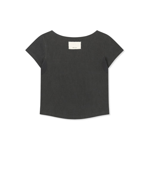 MATIN KIM MATIN KIM Pocket Point Slim Fit Top in Charcoal