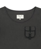 MATIN KIM MATIN KIM Pocket Point Slim Fit Top in Charcoal