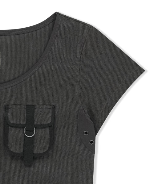MATIN KIM MATIN KIM Pocket Point Slim Fit Top in Charcoal