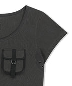 MATIN KIM MATIN KIM Pocket Point Slim Fit Top in Charcoal
