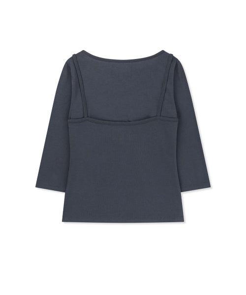 MATIN KIM MATIN KIM T-Shirt Layered Set in Smoke Blue