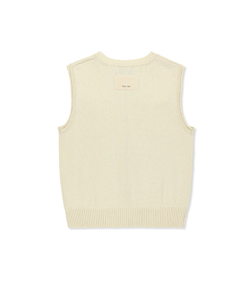 MATIN KIM MATIN KIM Pocket Washed Knit Vest in Light Beige