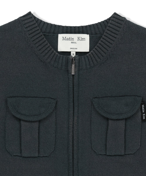 MATIN KIM MATIN KIM Pocket Washed Knit Vest