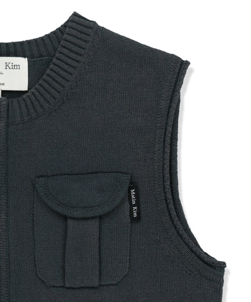 MATIN KIM MATIN KIM Pocket Washed Knit Vest