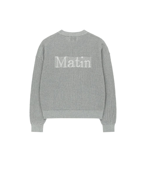 MATIN KIM MATIN KIM Back Logo Jacquard Mesh Knit Zip Up - Light Grey