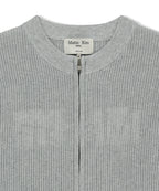 MATIN KIM MATIN KIM Back Logo Jacquard Mesh Knit Zip Up - Light Grey
