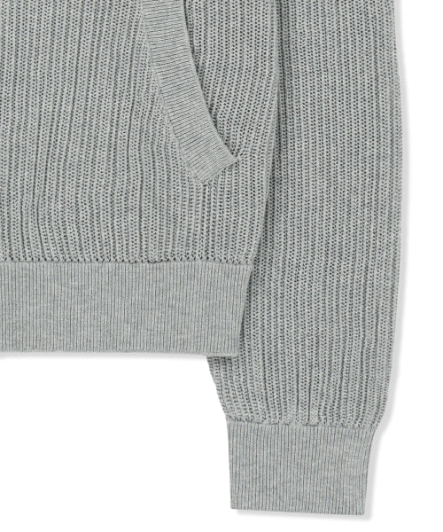 MATIN KIM MATIN KIM Back Logo Jacquard Mesh Knit Zip Up - Light Grey