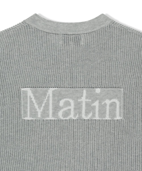 MATIN KIM MATIN KIM Back Logo Jacquard Mesh Knit Zip Up - Light Grey