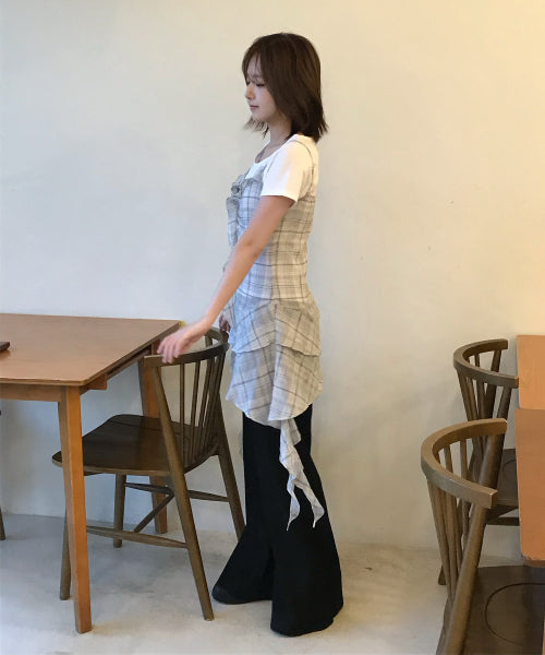 MIXXO MIXXO See-through Check Layered Dress (S)