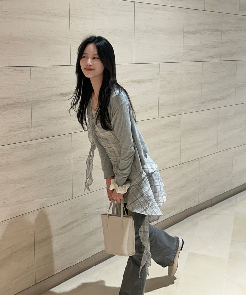 MIXXO MIXXO See-through Check Layered Dress (S)