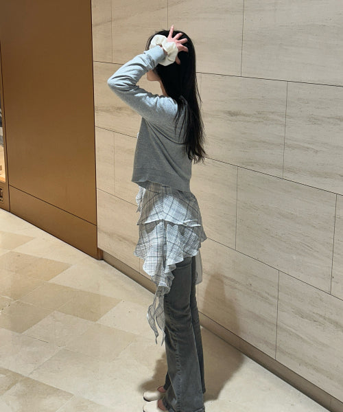 MIXXO MIXXO See-through Check Layered Dress (S)
