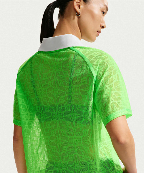 NIKE NIKE T-Shirt Loose Lace Polo Jersey Top - Green Strike