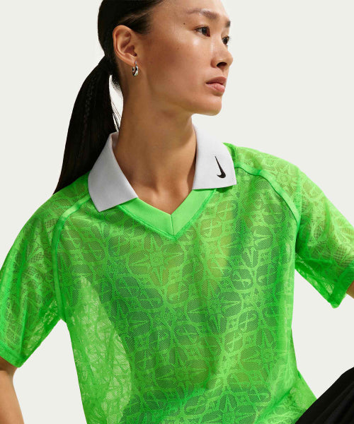 NIKE NIKE T-Shirt Loose Lace Polo Jersey Top - Green Strike