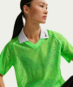 NIKE NIKE T-Shirt Loose Lace Polo Jersey Top - Green Strike