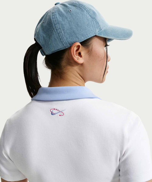 NIKE NIKE T-Shirt Short Sleeve Polo Crop Top - White