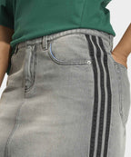 ADIDAS ADIDAS 3-Stripe Denim Skirt - Washed Gray Denim