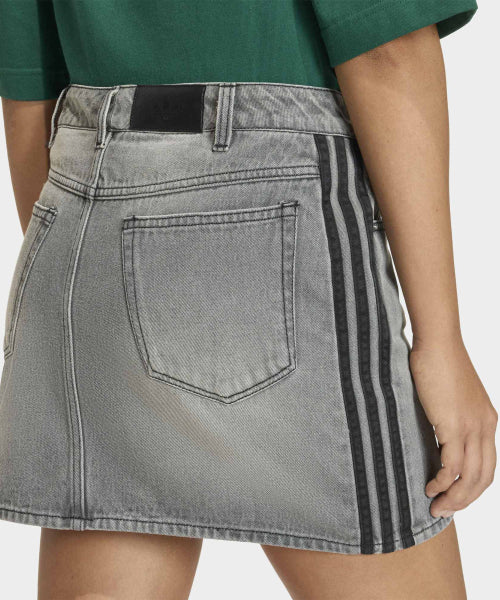 ADIDAS ADIDAS 3-Stripe Denim Skirt - Washed Gray Denim