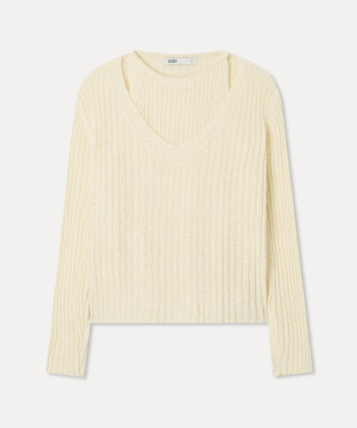 MIXXO MIXXO Deep V Layered Knit Sweater