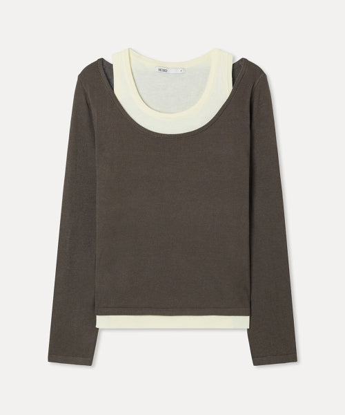 MIXXO MIXXO Two-tone Layered Knit Sweater