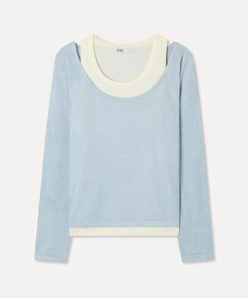 MIXXO MIXXO Two-tone Layered Knit Sweater