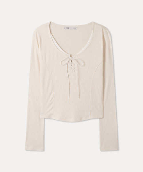 MIXXO MIXXO T-Shirt Lace-up Cut-out Long Sleeve