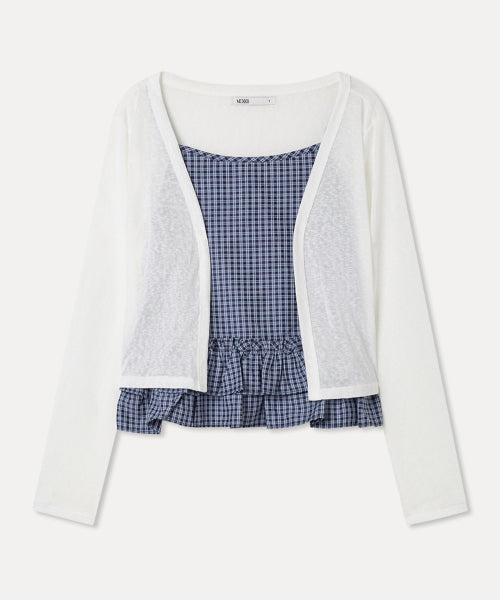 MIXXO MIXXO Frill Tank Top + Cardigan Set