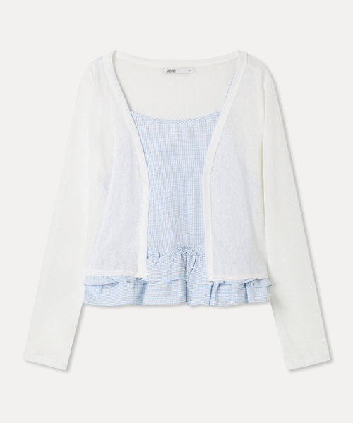 MIXXO MIXXO Frill Tank Top + Cardigan Set