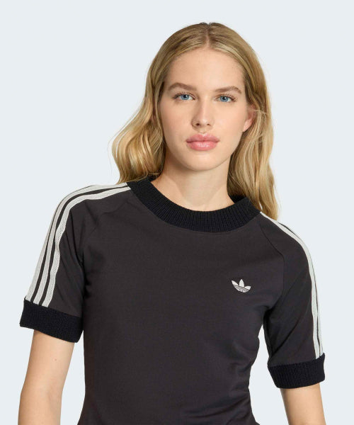 ADIDAS ADIDAS Cali Knit Crochet Detail T-Shirt - Black