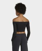 ADIDAS ADIDAS Essential Rib Off Shoulder Long Sleeve T-Shirt - Black