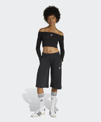ADIDAS ADIDAS Essential Rib Off Shoulder Long Sleeve T-Shirt - Black