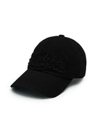 MATIN KIM MATIN KIM ROUGH CUT APPLIQUE BALL CAP IN BLACK